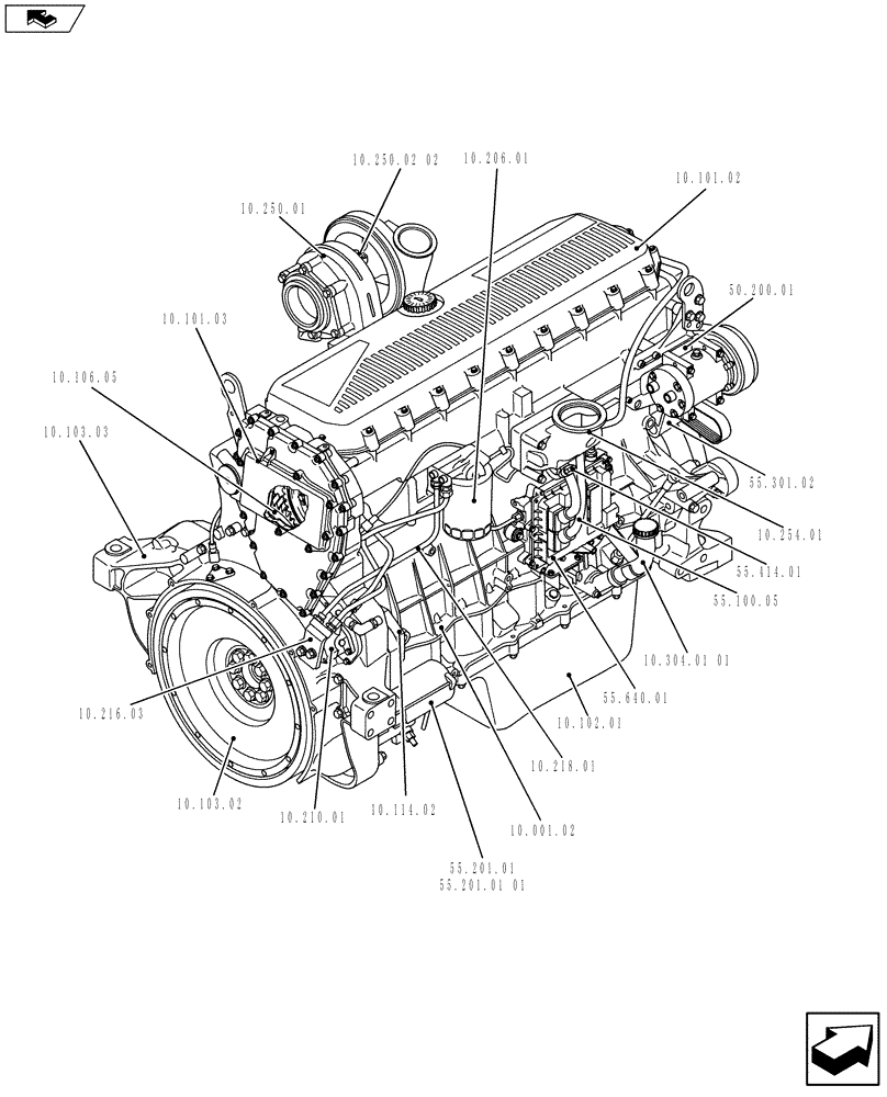 Схема запчастей Case IH F3BFA613A E002 - (10.000.01[02]) - ENGINE (504384981) (10) - ENGINE