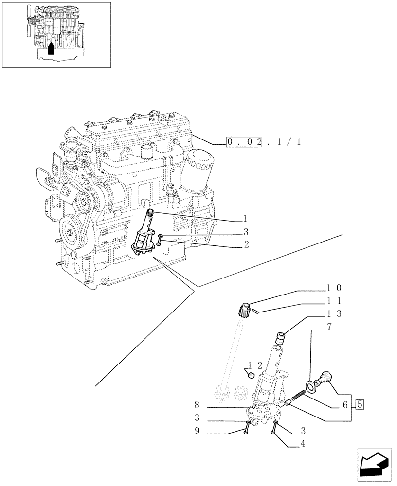 Схема запчастей Case IH JX75 - (0.30.0/01[01]) - OIL PUMP (01) - ENGINE