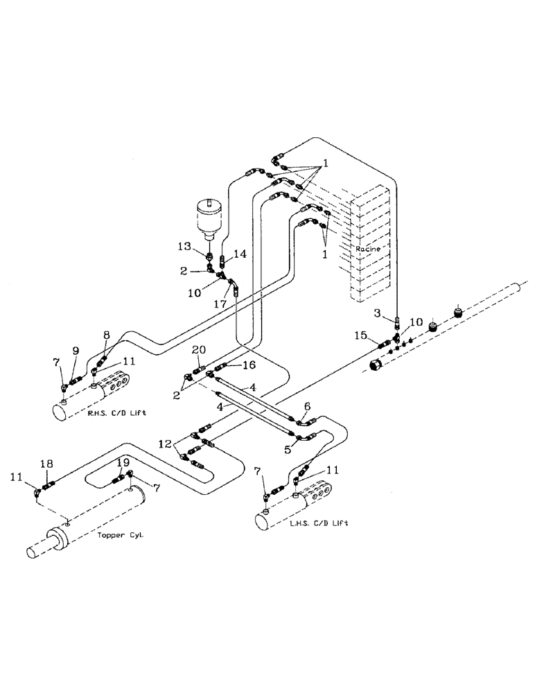Схема запчастей Case IH 7700 - (B06-26) - HYDRAULIC CIRCUIT, RACINE, TOPPER LIFT, CROPDIVIDER LIFT Hydraulic Components & Circuits