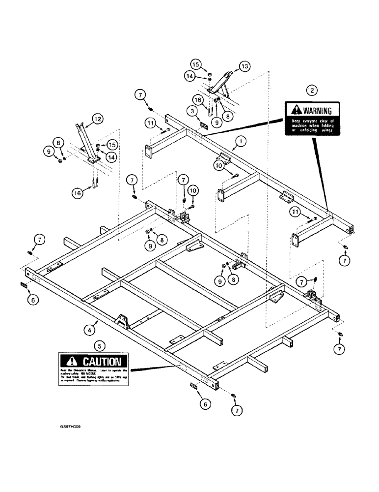 Схема запчастей Case IH 4800 - (9-02) - MAIN FRAME, WITH CENTER SUPPORT ON FRONT FRAME (09) - CHASSIS/ATTACHMENTS
