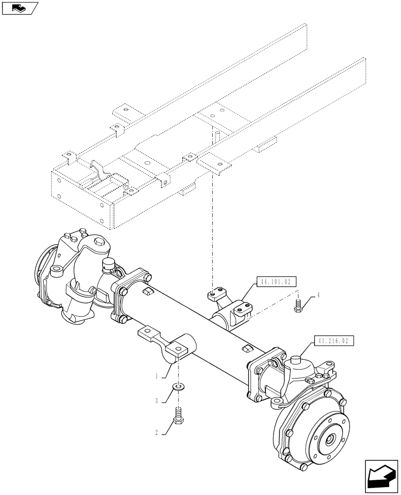 Схема запчастей Case IH FARMALL 30B - (44.101.01) - FRONT AXLE (44) - WHEELS