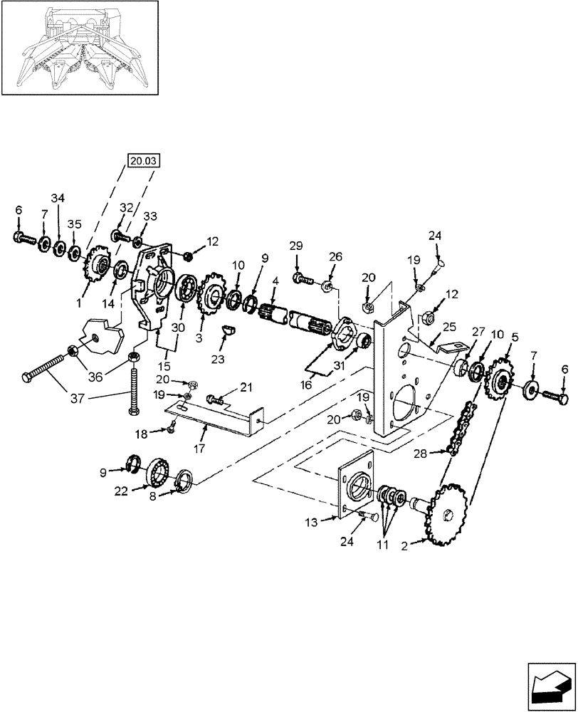 Схема запчастей Case IH HDX3R - (20.04) - DRIVE, ROW UNIT (58) - ATTACHMENTS/HEADERS