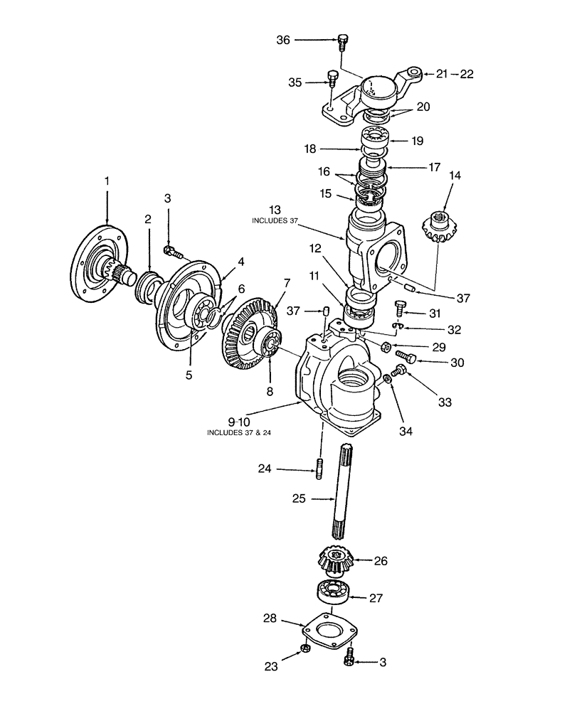 Схема запчастей Case IH D29 - (03D01) - FINAL REDUCTION GEARS, W/FWD (06) - FRONT AXLE & STEERING
