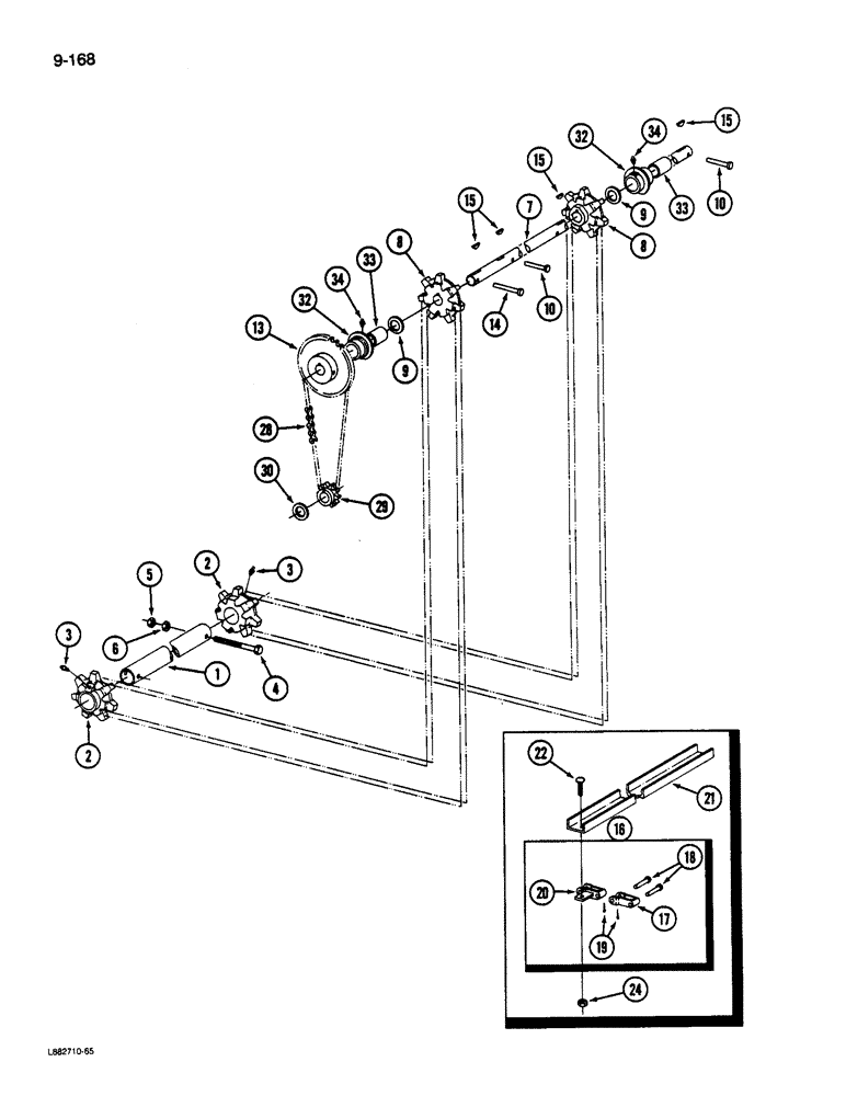 Схема запчастей Case IH 1844 - (9-168) - UNLOADING CONVEYOR AND DRIVE (15) - HANDLING SYSTEM