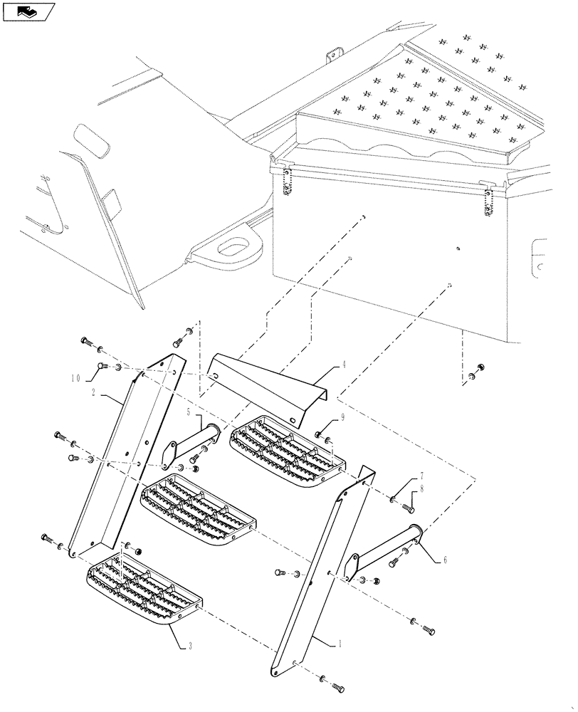 Схема запчастей Case IH TITAN 3530 - (90.118.01) - LADDER ASSEMBLY, LEFT FRONT (90) - PLATFORM, CAB, BODYWORK AND DECALS