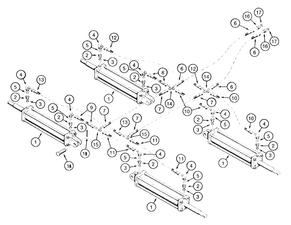 Схема запчастей Case IH 501 - (8-05) - WING LIFT HYDRAULIC CIRCUIT, 3/8 INCH ID SUPPLY AND RETURN HOSES, 93 INCH HOSE CROSS TO TEE, ITEM 7 (08) - HYDRAULICS