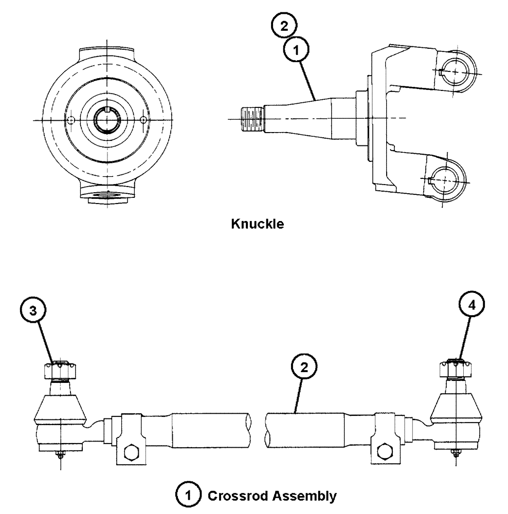 Схема запчастей Case IH FLX4300 - (04-004) - FRONT AXLE - KNUCKLES AND CROSSROD Frame & Suspension