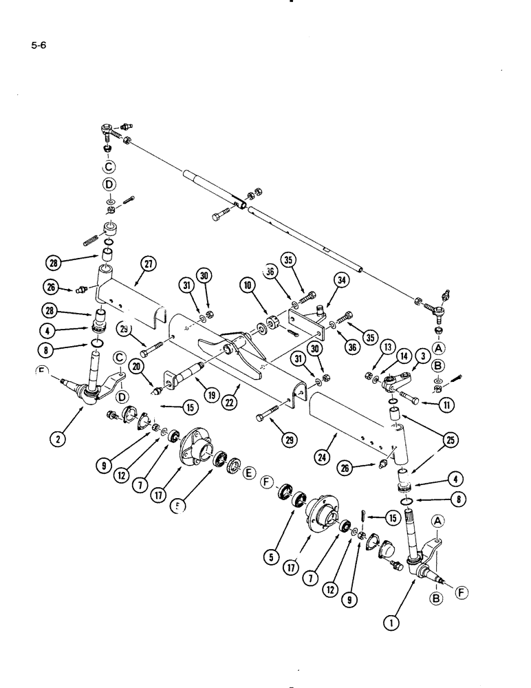 Схема запчастей Case IH 1140 - (5-06) - FRONT AXLE, TWO WHEEL DRIVE, 1140 TRACTOR (05) - STEERING
