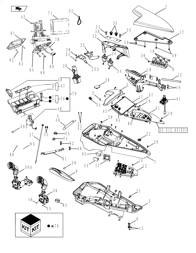 Схема запчастей Case IH MAGNUM 210 - (55.512.05[01]) - ARMREST CONTROL UNIT (55) - ELECTRICAL SYSTEMS