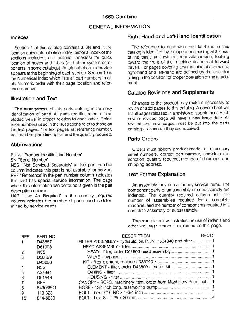 Схема запчастей Case IH 1660 - (002) - GENERAL INFORMATION (00) - GENERAL & PICTORIAL INDEX