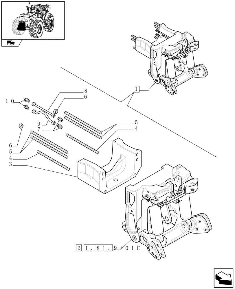 Схема запчастей Case IH PUMA 165 - (1.81.9/01B) - FRONT HPL - BREAKDOWN (07) - HYDRAULIC SYSTEM