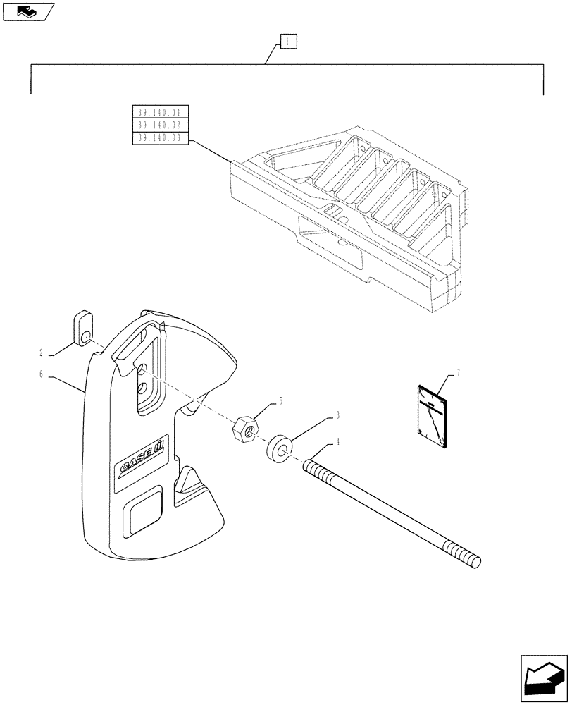 Схема запчастей Case IH PUMA 160 - (88.037.13) - DIA KIT, FRONT WEIGHTS 45 KG (88) - ACCESSORIES