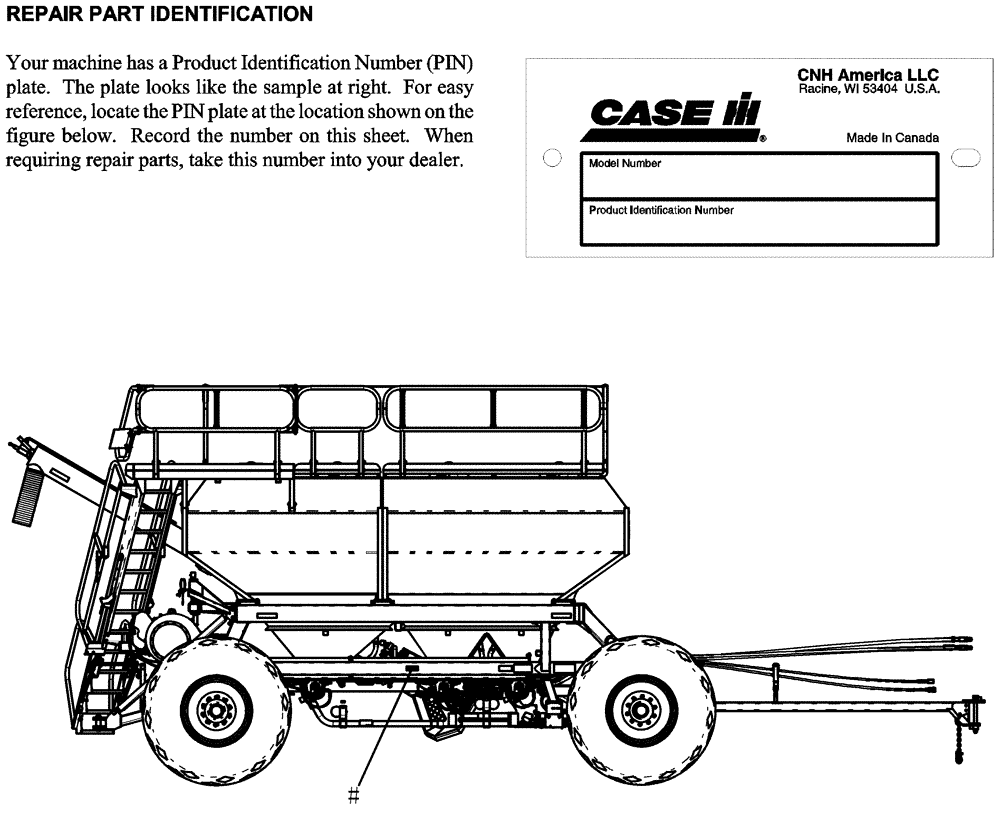 Схема запчастей Case IH 3580 - (00.000.01) - PIN IDENTIFICATION PLATE LOCATION (00) - GENERAL & PICTORIAL INDEX