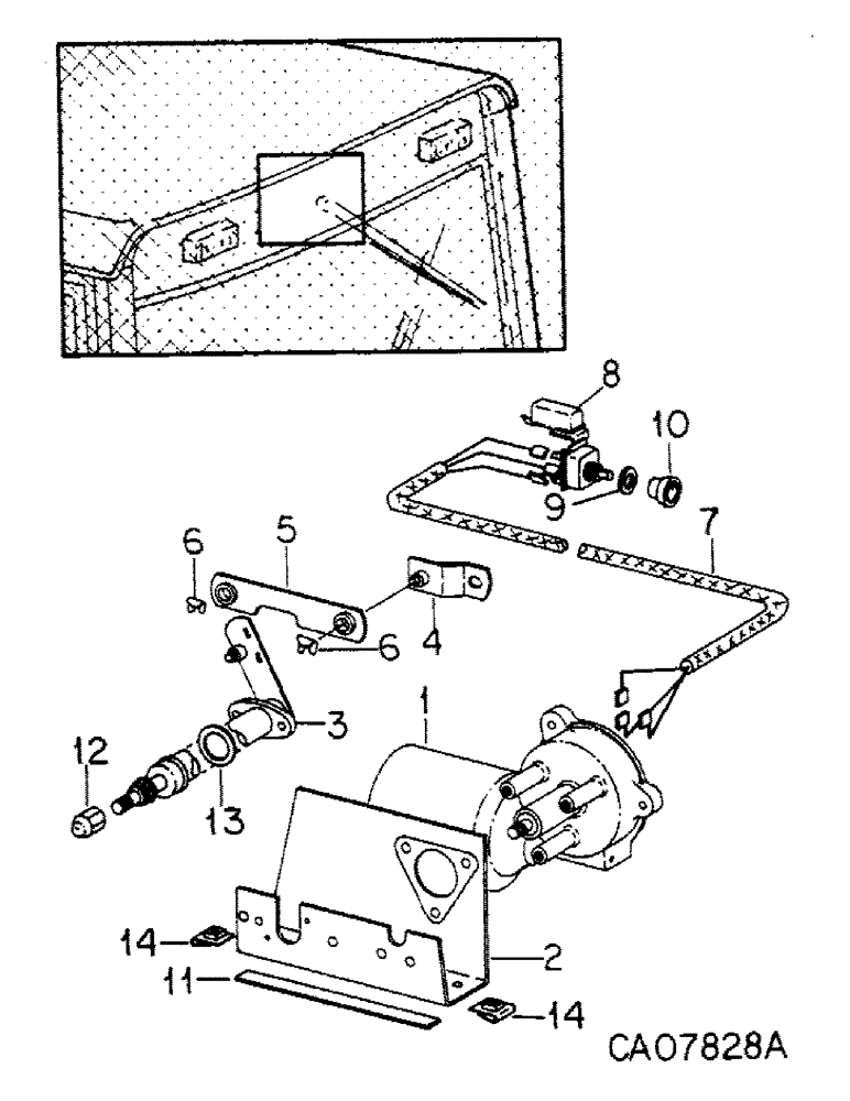 Схема запчастей Case IH 5488 - (08-30) - ELECTRICAL, WINDSHIELD WIPER MOTOR AND CONNECTIONS, TRACTORS WITH DELUXE CONTROL CENTER (06) - ELECTRICAL