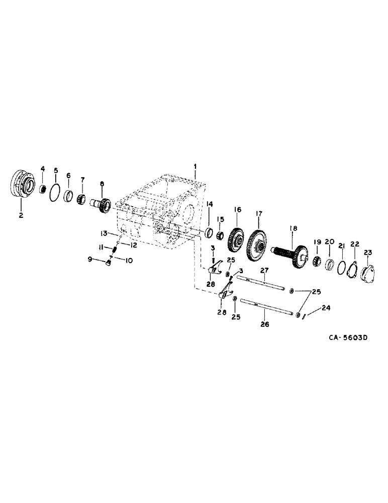 Схема запчастей Case IH 1470 - (07-04) - DRIVE TRAIN, TRANSMISSION, INPUT PINION SHAFT, GEARS AND SHIFTER RAILS Drive Train