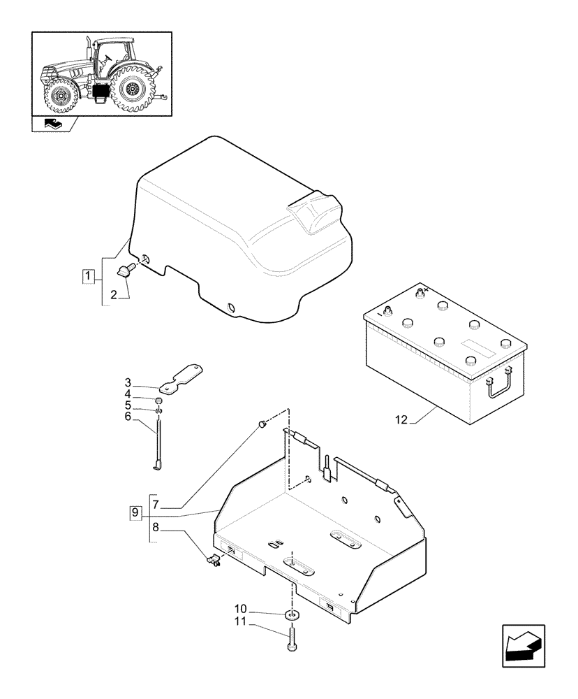 Схема запчастей Case IH PUMA 155 - (1.74.2) - BATTERY, COVERS AND RELATED SUPPORTS (06) - ELECTRICAL SYSTEMS