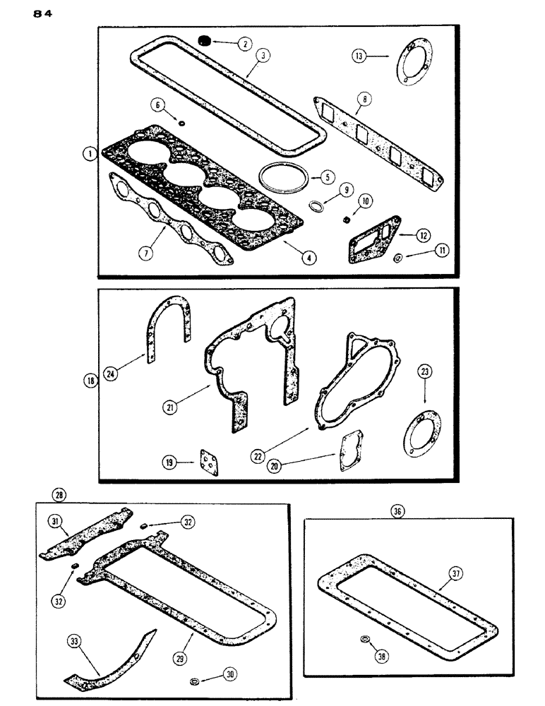 Схема запчастей Case IH 430 - (084) - ENGINE GASKET KITS, 430-530, 188, DIESEL ENGINE, FIRST USED ENGINE SERIAL NUMBER 2656844 (02) - ENGINE