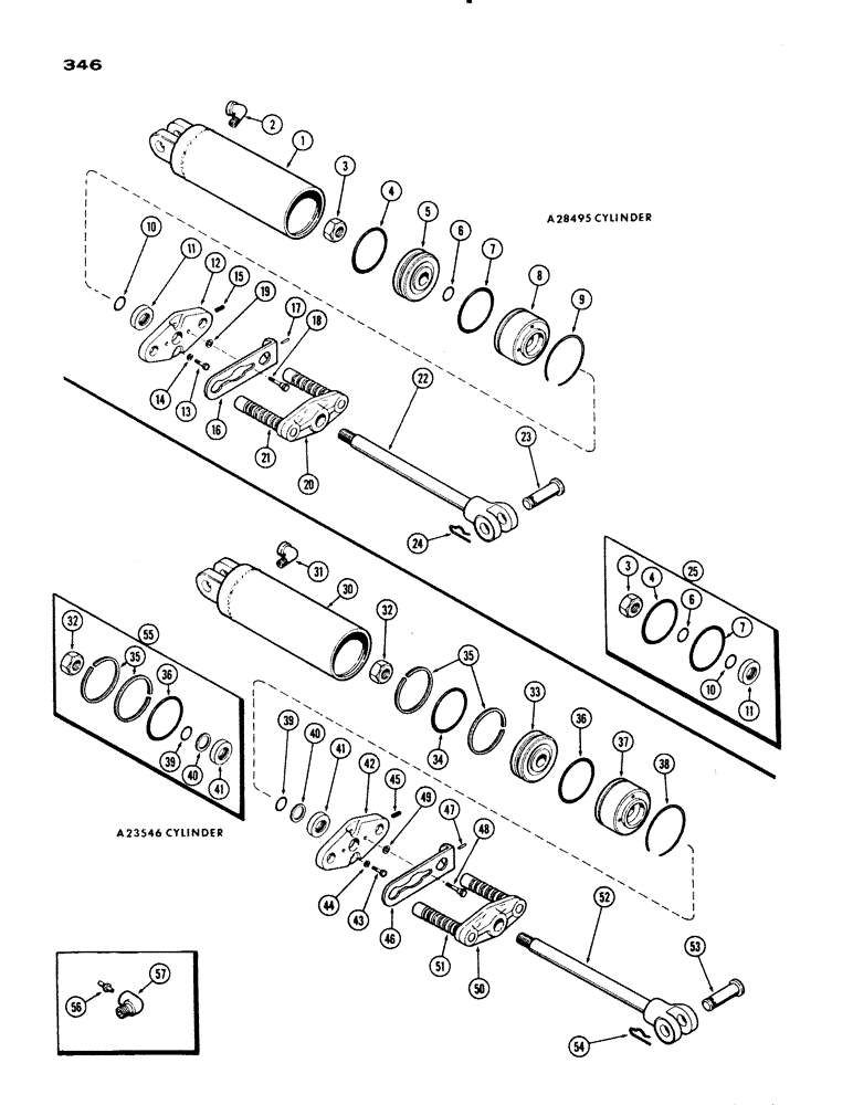 Схема запчастей Case IH 830-SERIES - (346) - A28495 HYDRAULIC CYLINDER, 3-1/4 X 8, WITH MECHANICAL LIMIT STOP (08) - HYDRAULICS