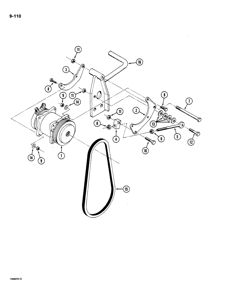 Схема запчастей Case IH STEIGER - (9-110) - AIR CONDITIONING, COMPRESSOR MOUNTING AND DRIVE, 3306 ENGINE (09) - CHASSIS/ATTACHMENTS