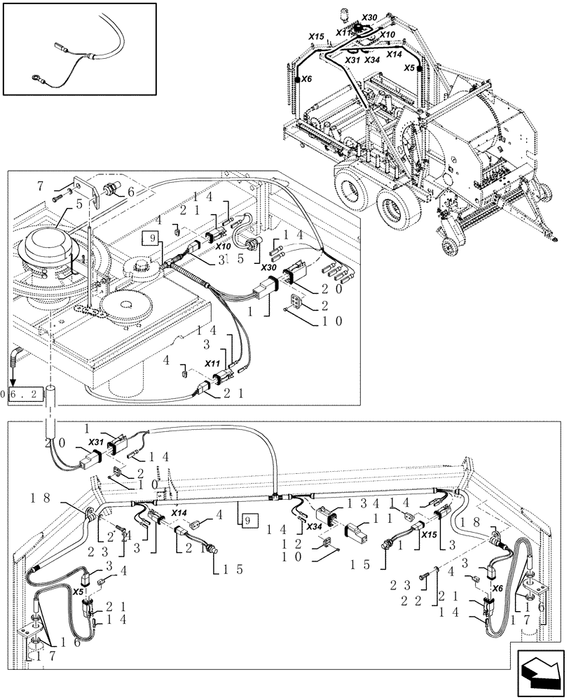 Схема запчастей Case IH RBX341 - (06.27[01]) - SATELLITE (06) - ELECTRICAL SYSTEMS