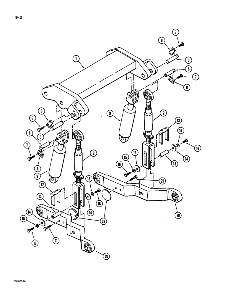 Схема запчастей Case IH 9170 - (9-002) - HITCH ROCKERSHAFT (09) - CHASSIS/ATTACHMENTS