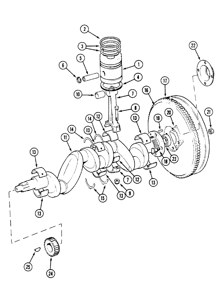 Схема запчастей Case IH 1494 - (2-026) - PISTONS, CRANKSHAFT AND FLYWHEEL (02) - ENGINE