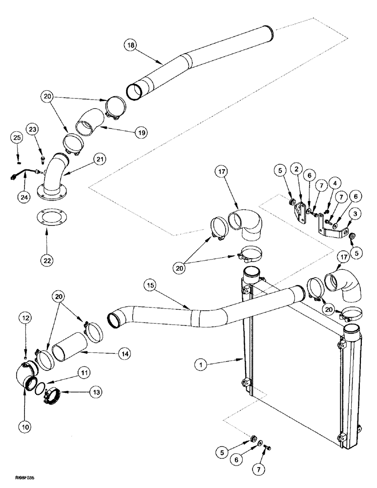 Схема запчастей Case IH MX240 - (2-012) - AFTERCOOLER, MX200, MX220, MX240, MX270 (02) - ENGINE