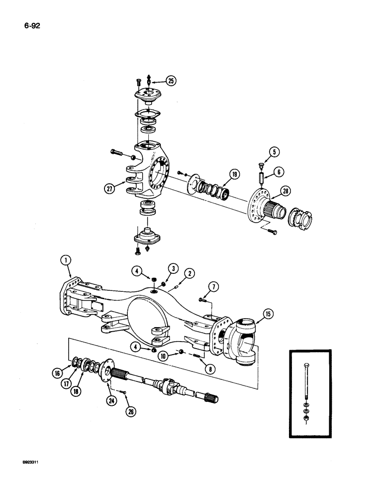 Схема запчастей Case IH 9260 - (6-092) - STEERABLE AXLE, AXLE HOUSING AND SPINDLE TRUNNION (06) - POWER TRAIN
