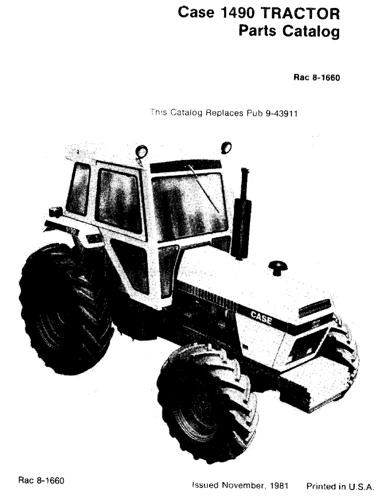 Схема запчастей Case IH 1490 - (1-01) - CASE 1490 TRACTOR PARTS CATALOG (00) - GENERAL