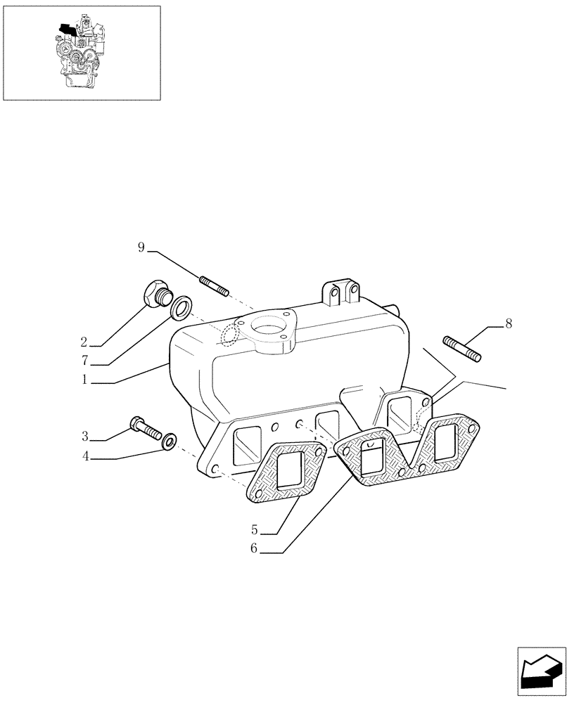 Схема запчастей Case IH JX65 - (0.07.1[03]) - INTAKE MANIFOLD (AFTER S/N 13287) (01) - ENGINE