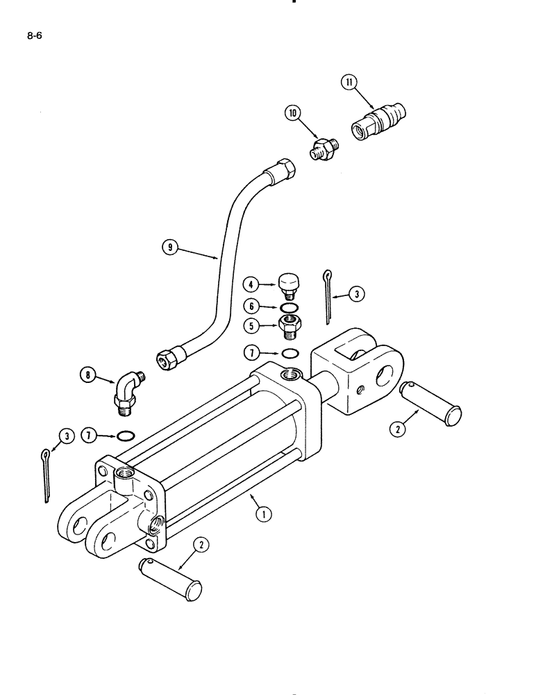 Схема запчастей Case IH 720 - (8-06[A]) - REAR FURROW WHEEL HYDRAULIC EQUIPMENT, 5 FURROW 18 INCH, TOGGLE TRIP, ON THE LAND (08) - HYDRAULICS