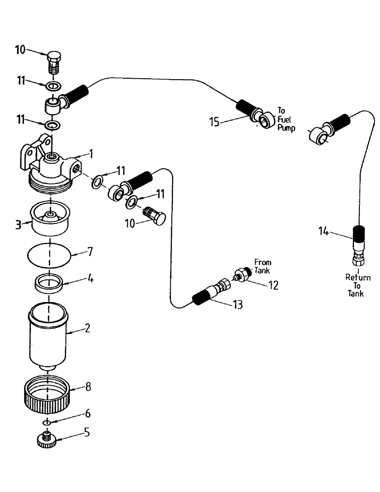 Схема запчастей Case IH 7000 - (C01-05) - WATER SEPARATOR AND FUEL LINES, 108 Engine & Engine Attachments