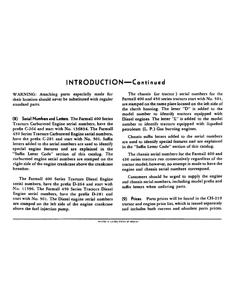 Схема запчастей Case IH 450-SERIES - (002) - INTRODUCTION - SERIAL NUMBER LOCATIONS (00) - GENERAL