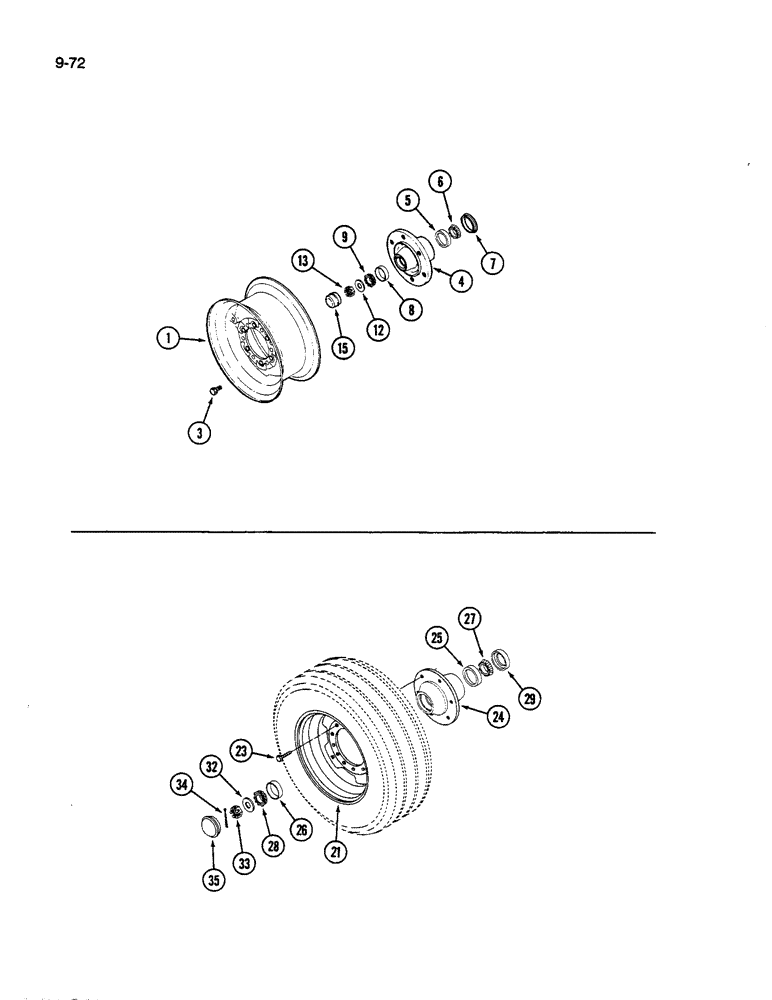Схема запчастей Case IH 1590 - (9-072) - WHEEL AND HUB, 1190 MOWER CONDITIONER / WHEEL AND HUB 1490 AND 1590 MOWER CONDITIONER (03) - CHASSIS/MOUNTED EQUIPMENT