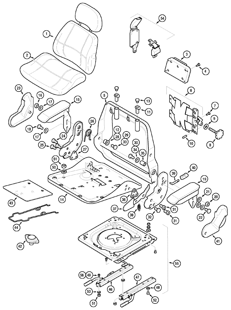 Схема запчастей Case IH MX120 - (09-47) - SEAT - CLOTH (09) - CHASSIS/ATTACHMENTS