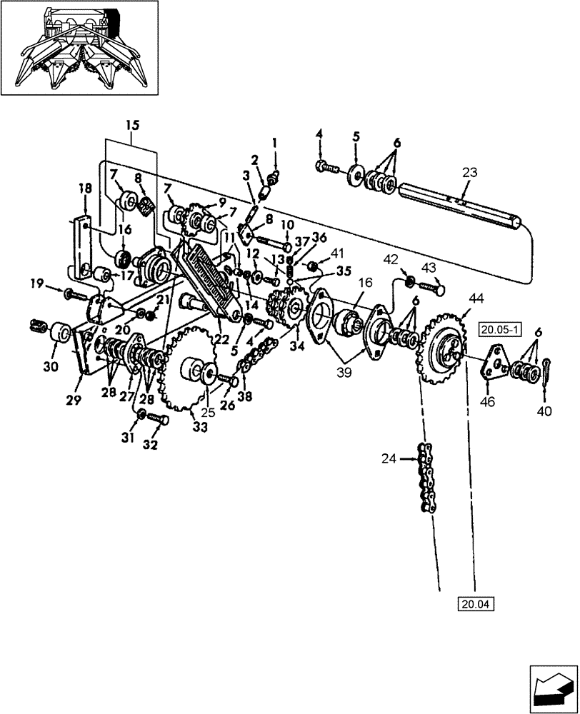 Схема запчастей Case IH HDX3R - (20.03) - DRIVE, AUGER (58) - ATTACHMENTS/HEADERS