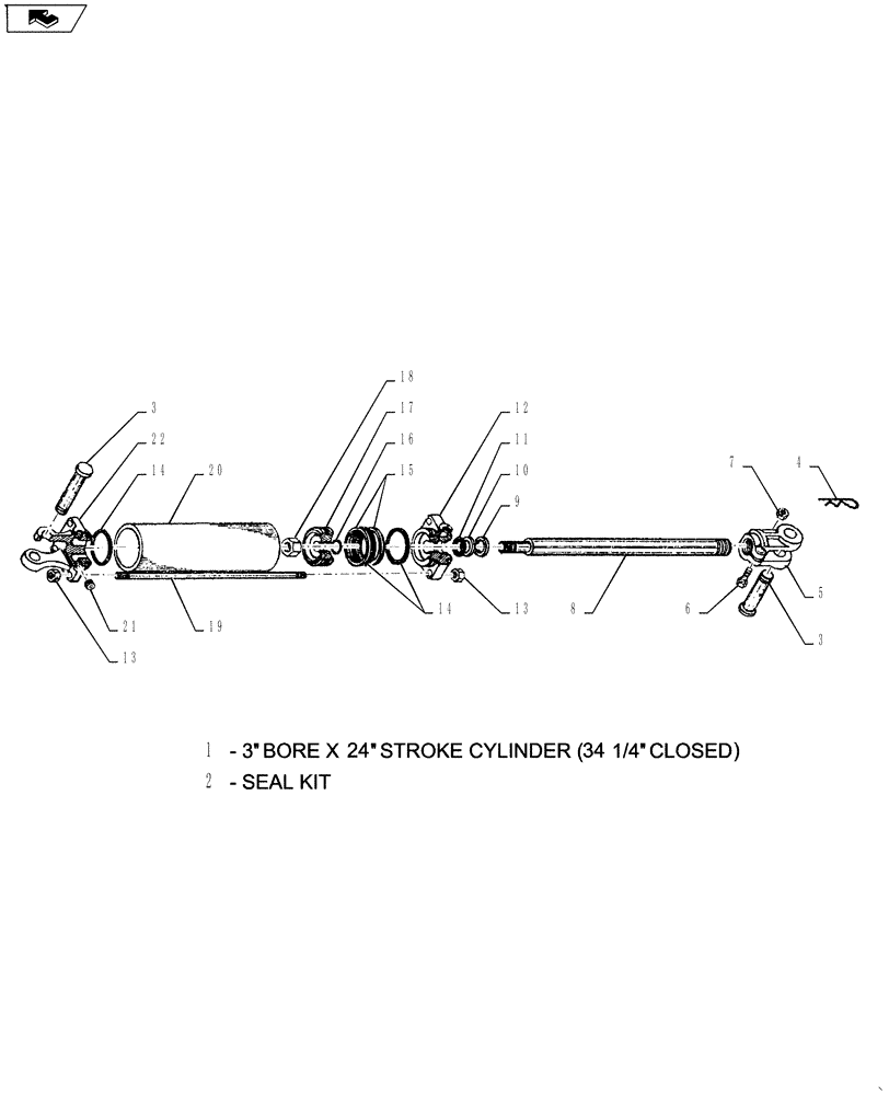 Схема запчастей Case IH TURBO-TIGER - (35.100.06) - HYDRAULIC CYLINDER - 3" X 24" (35) - HYDRAULIC SYSTEMS