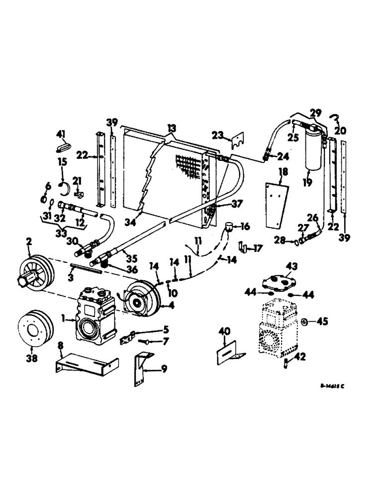 Схема запчастей Case IH 915 - (N-10) - PARTS ACCESSORIES AND ATTACH., AIR CONDITIONER ATTACH., COMPRESSOR AND CONDENSER, S/N 1864 AND BELOW Accessories & Attachments