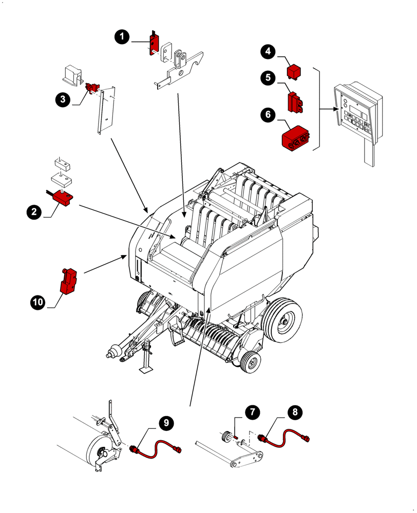 Схема запчастей Case IH RB464 - (00.00RB203) - MAINTENANCE PARTS, BALE COMMAND™ FUSES, RELAYS & SENSORS (00) - GENERAL