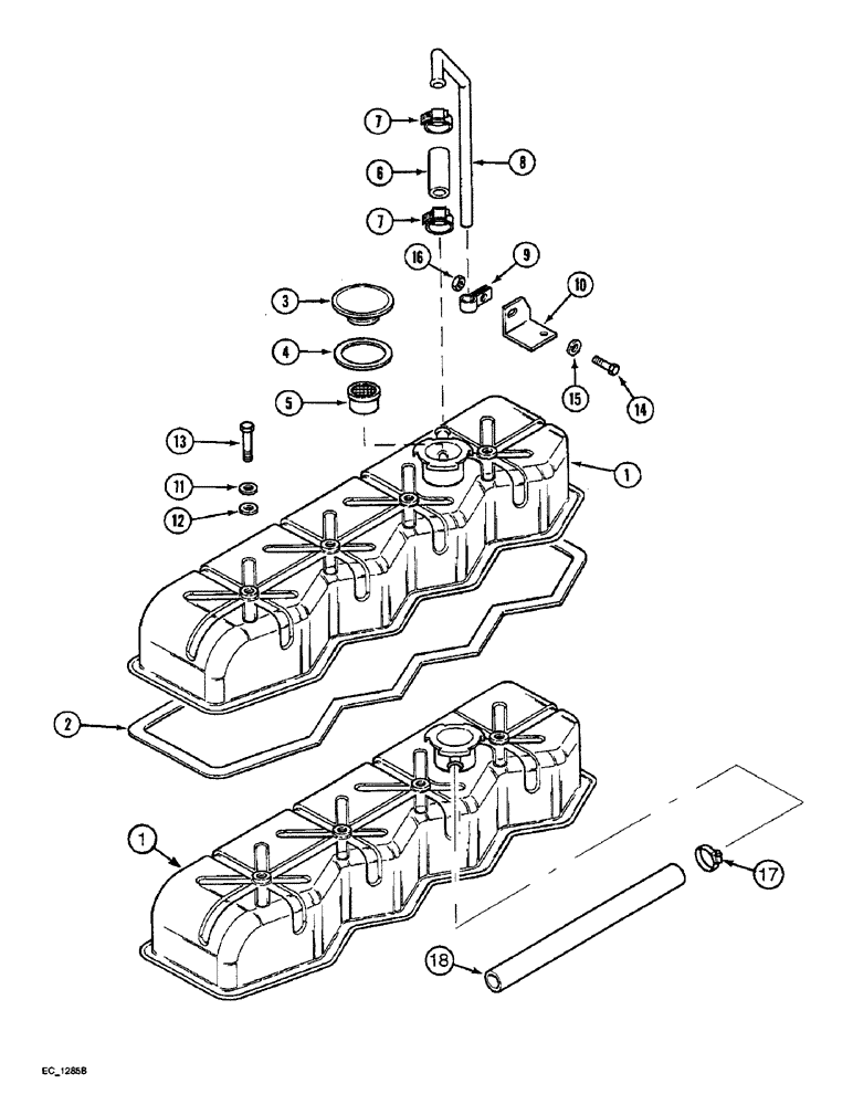 Схема запчастей Case IH 4240 - (2-48) - VALVE HOUSING COVER (02) - ENGINE