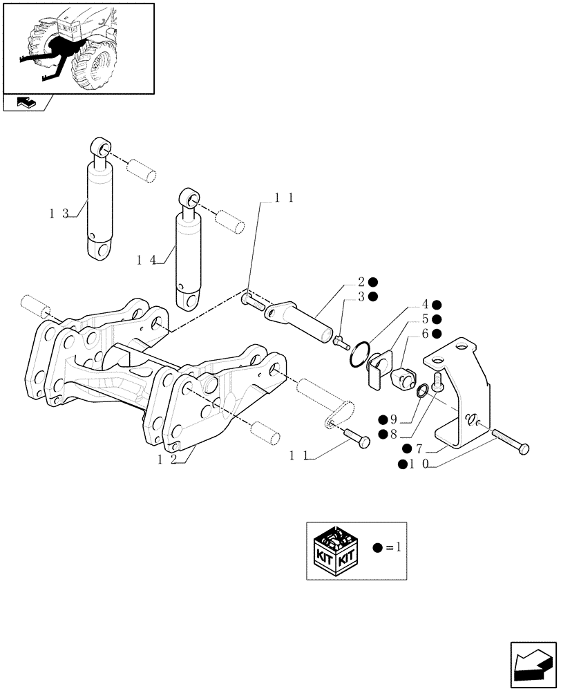 Схема запчастей Case IH PUMA 140 - (1.81.9/03[01]) - INTEGRATED FRONT HPL - CYLINDERS AND SUPPORT - C6519 (VAR.330831-331831-332831-333831-330847-331847-332847-333847-334847-335847) (07) - HYDRAULIC SYSTEM