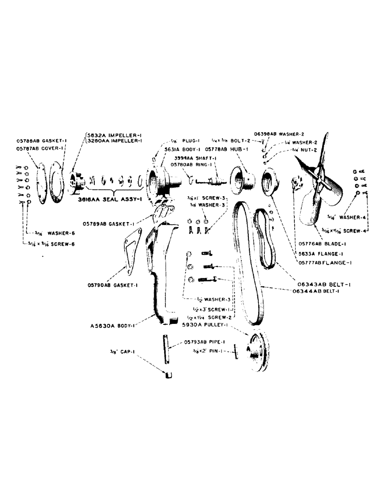 Схема запчастей Case IH SO-SERIES - (036) - FAN AND WATER PUMP, S, SC, SO (02) - ENGINE