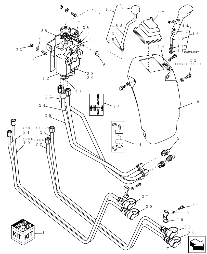 Схема запчастей Case IH DX45 - (07.15.01) - TWO-SPOOL REMOTE CONTROL VALVE & PIPING KIT (07) - HYDRAULIC SYSTEM