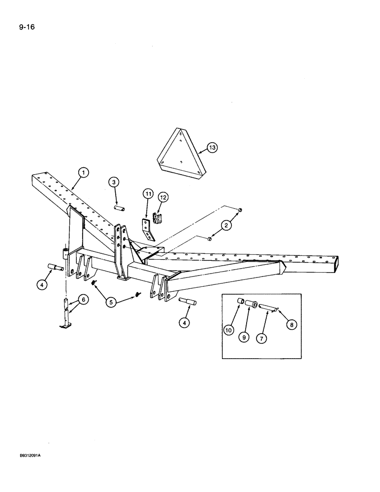 Схема запчастей Case IH 14 - (9-16) - MAIN FRAME AND SMV EMBLEM, 14 SUBSOIL CHISEL, 9 SHANK BASIC (09) - CHASSIS/ATTACHMENTS