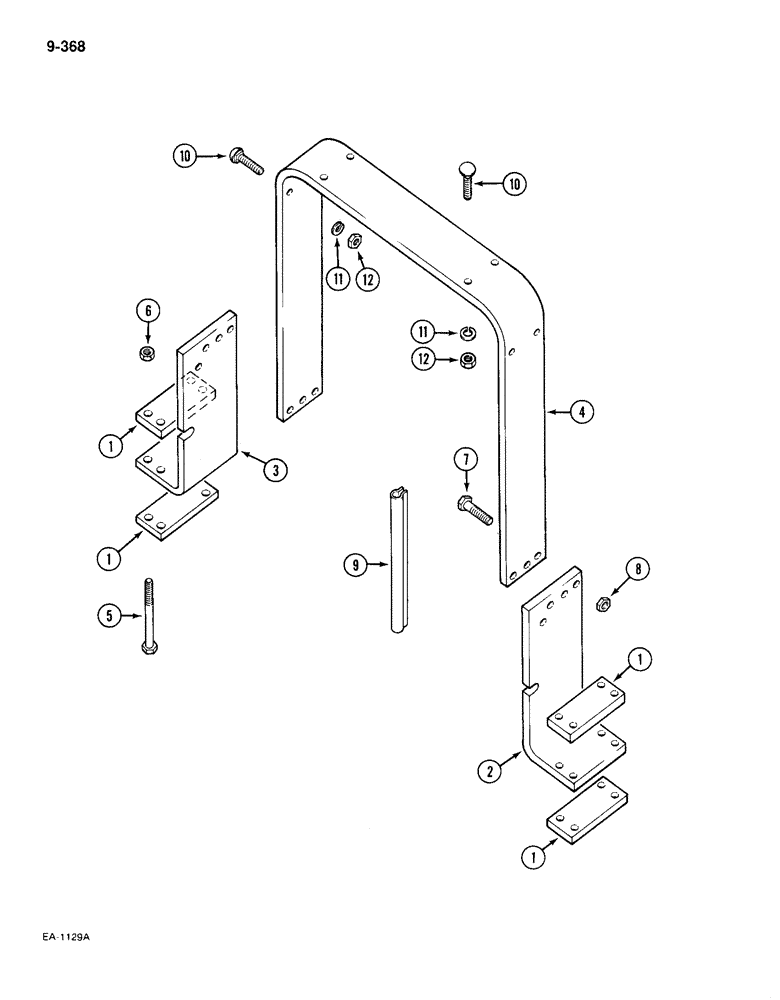 Схема запчастей Case IH 385 - (9-368) - ROLL OVER PROTECTION FRAME, TWO POST (09) - CHASSIS/ATTACHMENTS
