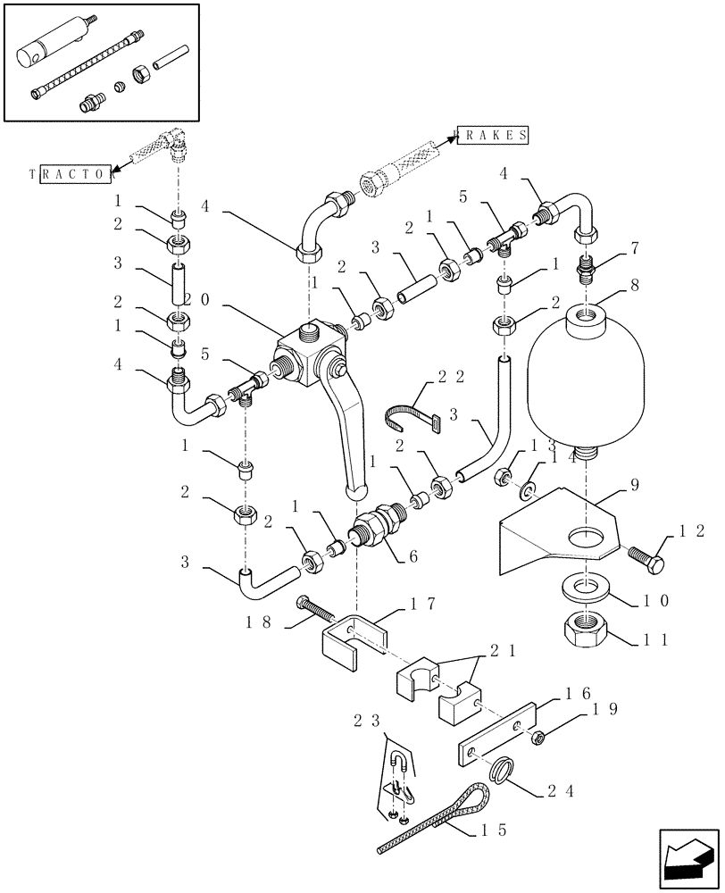Схема запчастей Case IH LBX331P - (07.03[01]) - EMERGENCY BRAKE SYSTEM, FRANCE (07) - HYDRAULIC SYSTEM