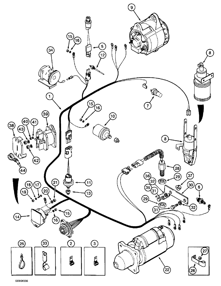 Схема запчастей Case IH 2055 - (4-04) - ENGINE HARNESS (06) - ELECTRICAL SYSTEMS
