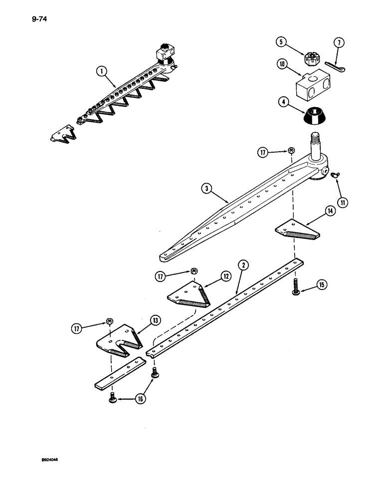 Схема запчастей Case IH 1010 - (9-074) - KNIFE ASSEMBLY, 3 INCH - BOLTED, TRW (58) - ATTACHMENTS/HEADERS