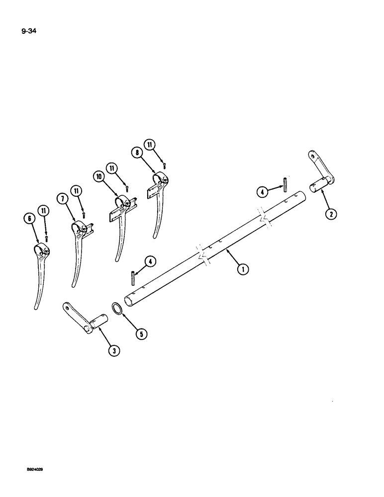Схема запчастей Case IH 1010 - (9-034) - 6 BAT REEL, BAT AND PLASTIC TINES, HART CARTER (58) - ATTACHMENTS/HEADERS