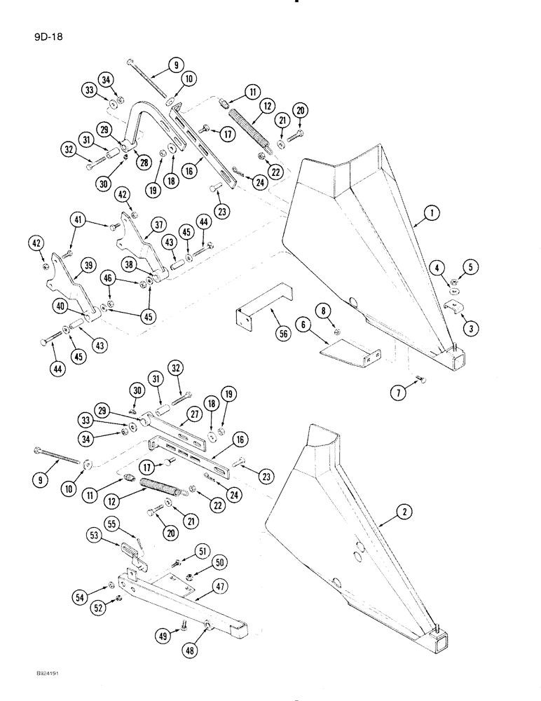 Схема запчастей Case IH 1020 - (9D-18) - DIVIDERS (58) - ATTACHMENTS/HEADERS